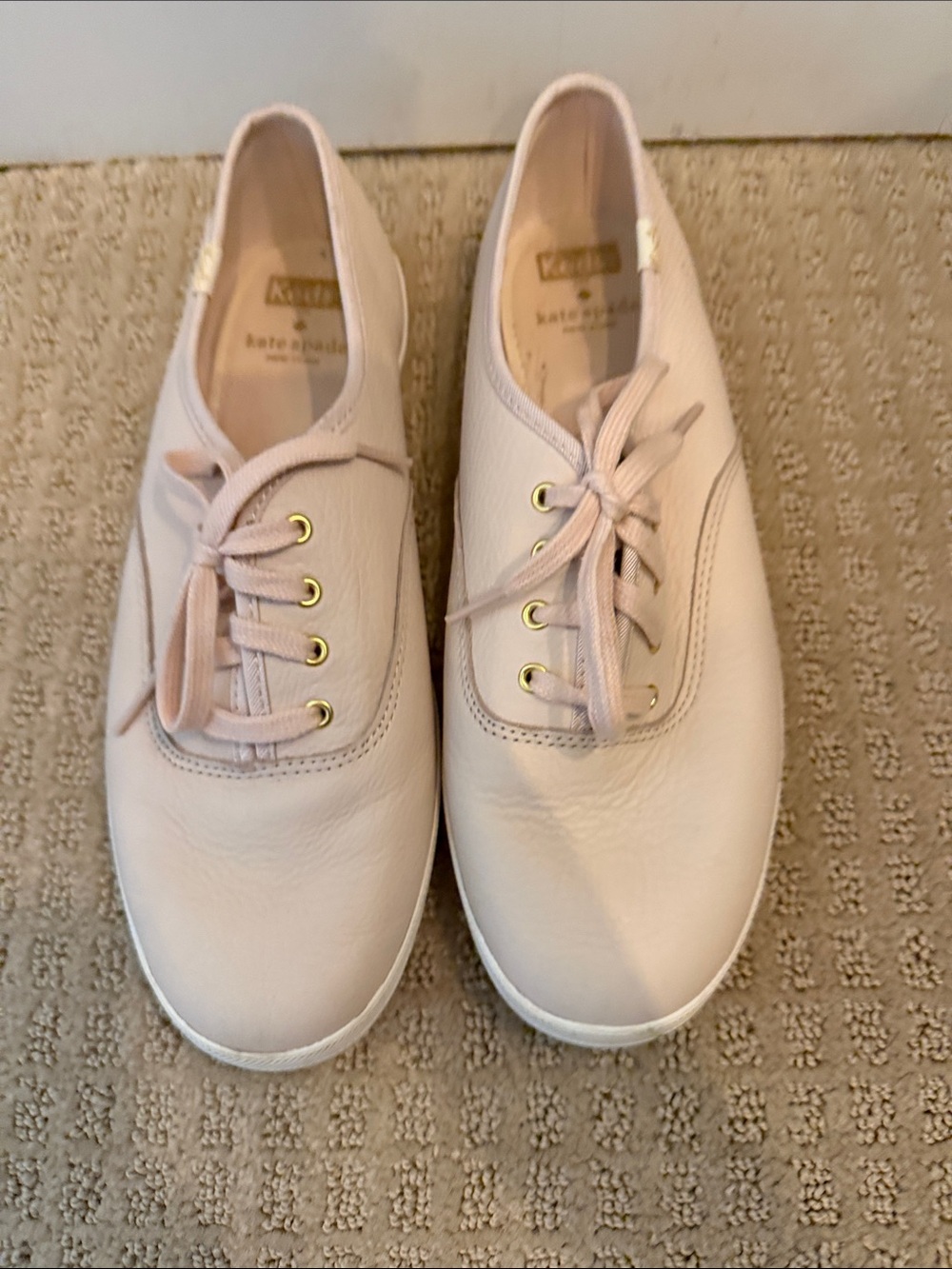 Keds Women's Light Pink Lace-Up Sneakers with Gold Eyelets